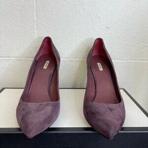Miu Miu Pumps Purple Suede Close Toe Shoes High Heels Slip On Women's 39 EU/9 US